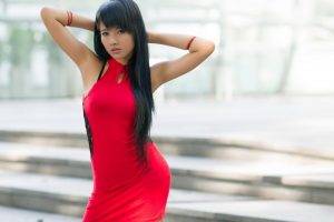 Asian, Women, Red Dress