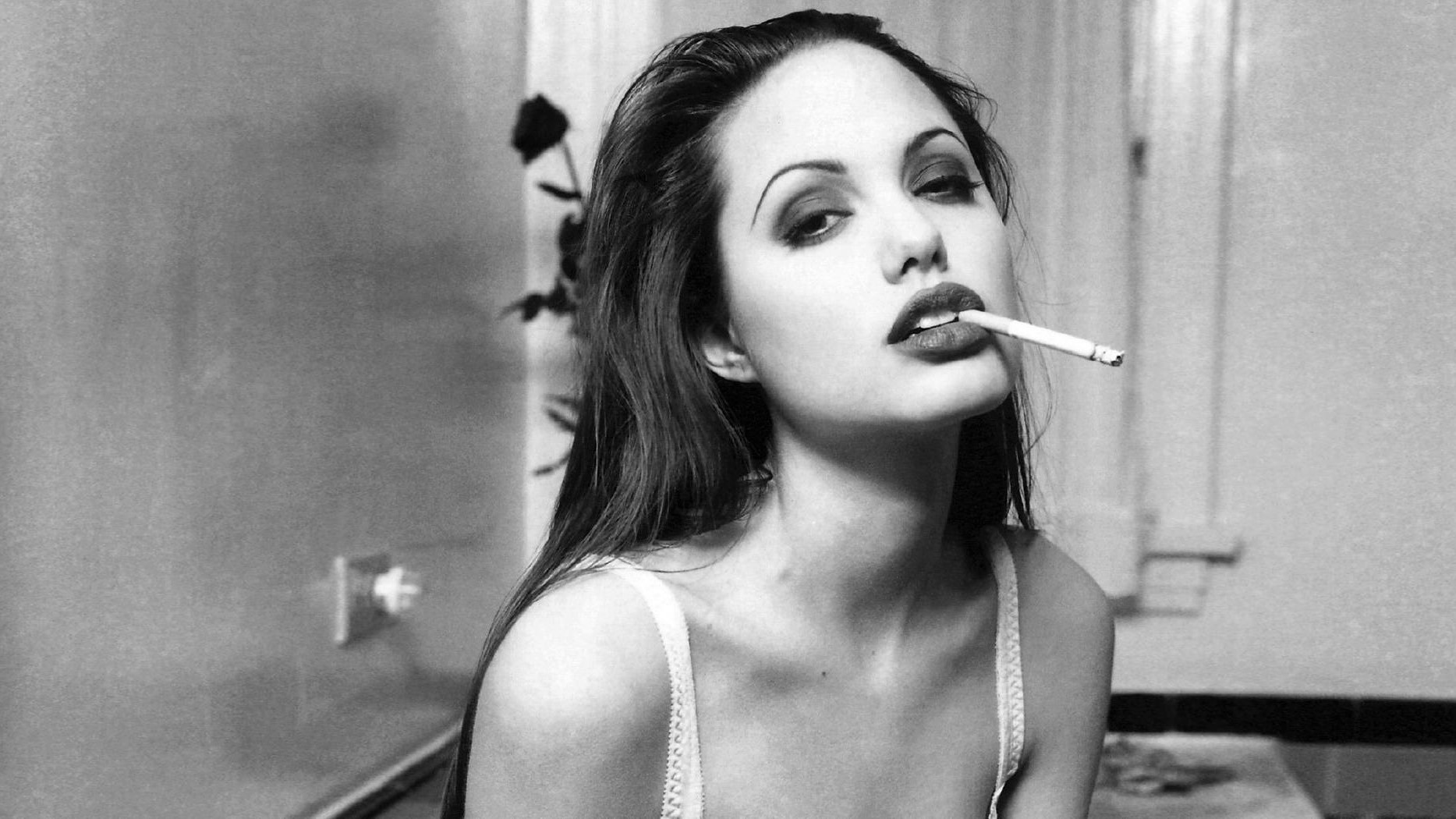 monochrome, Angelina Jolie Wallpaper