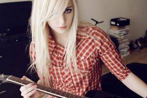 guitar, Blonde, Dyed Hair, Bessy Suicide, Plaid, Women