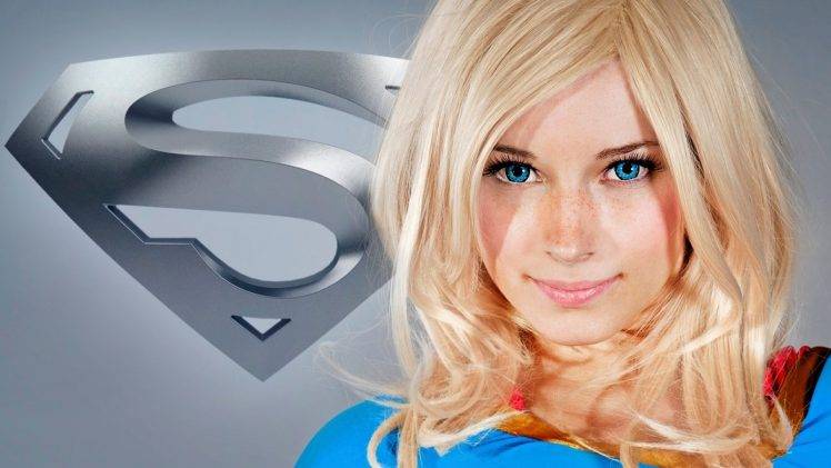Enji Night, Blonde, Blue Eyes, Women, Model, Supergirl, Superhero HD Wallpaper Desktop Background