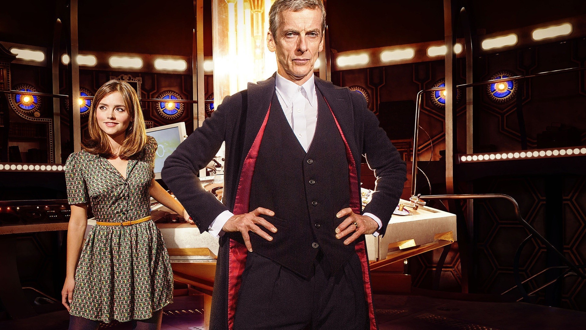 Doctor Who, The Doctor, TARDIS, Peter Capaldi, Jenna Coleman, Hands On Hips Wallpaper
