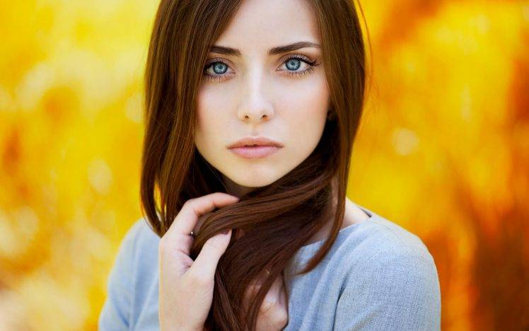 women, Face, Blue Eyes, Brunette HD Wallpaper Desktop Background