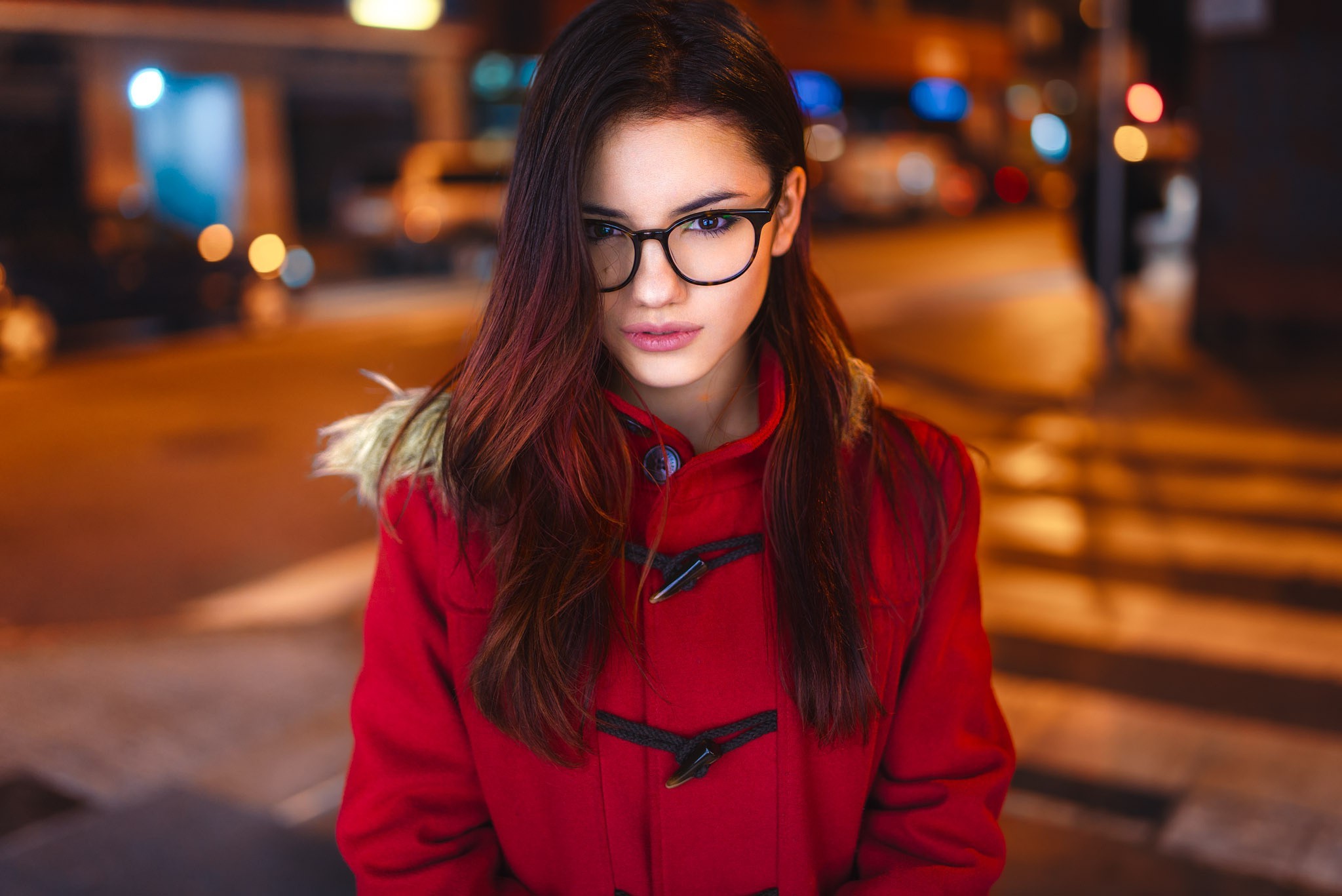 women, Delaia Gonzalez, Portrait, Women With Glasses, Depth Of Field, Brunette Wallpaper