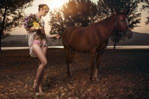 women, Model, Horse, Animals