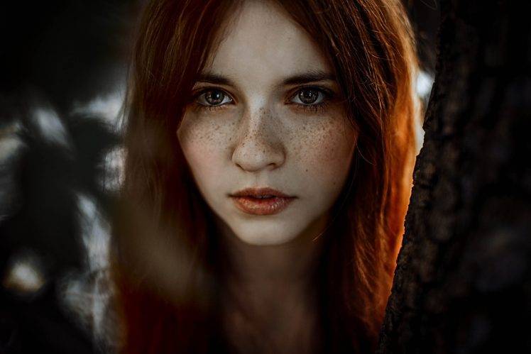 women, Model, Redhead, Face, Freckles, Hazel Eyes, Portrait HD Wallpaper Desktop Background