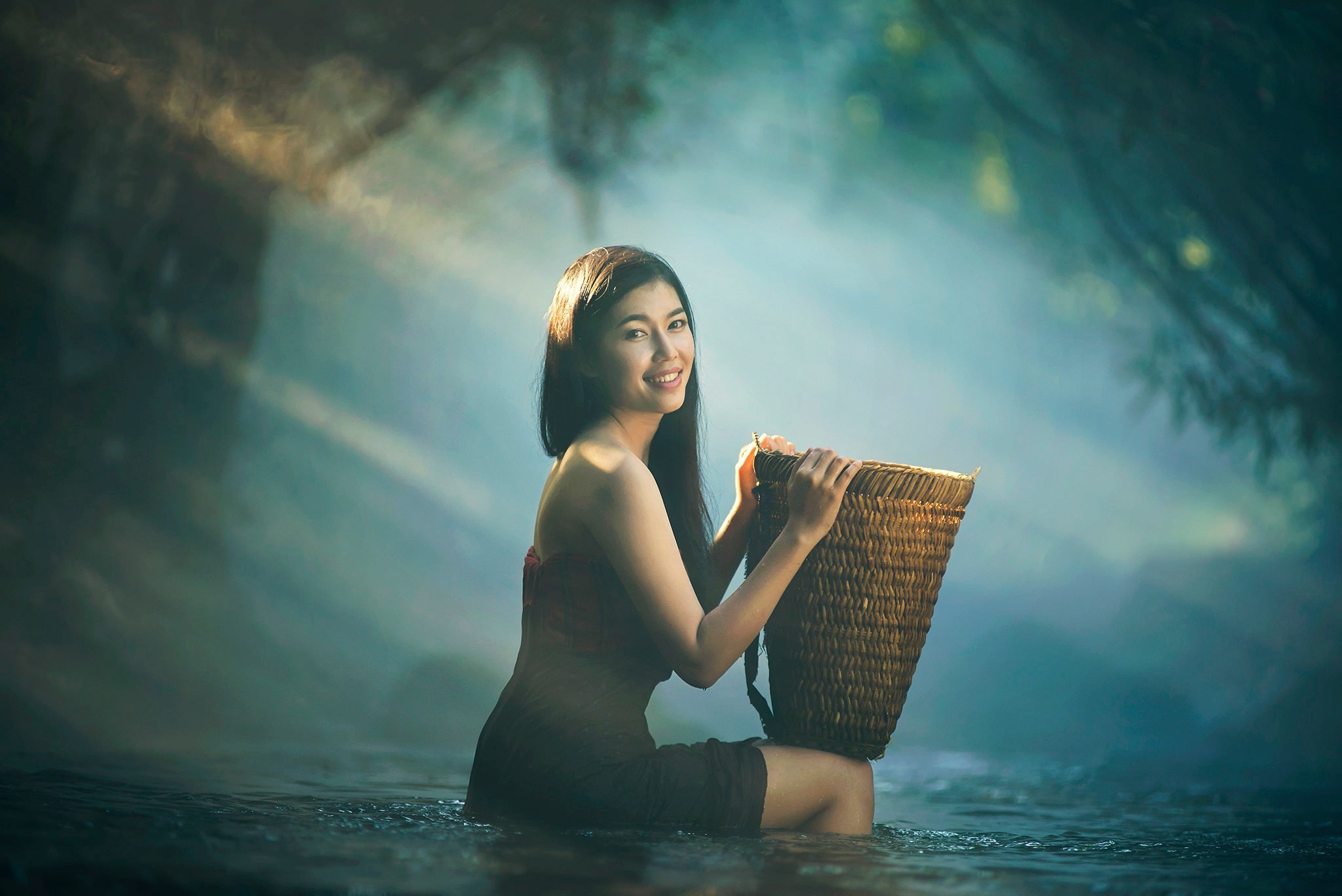 Asian, Women, Water, Model Wallpaper