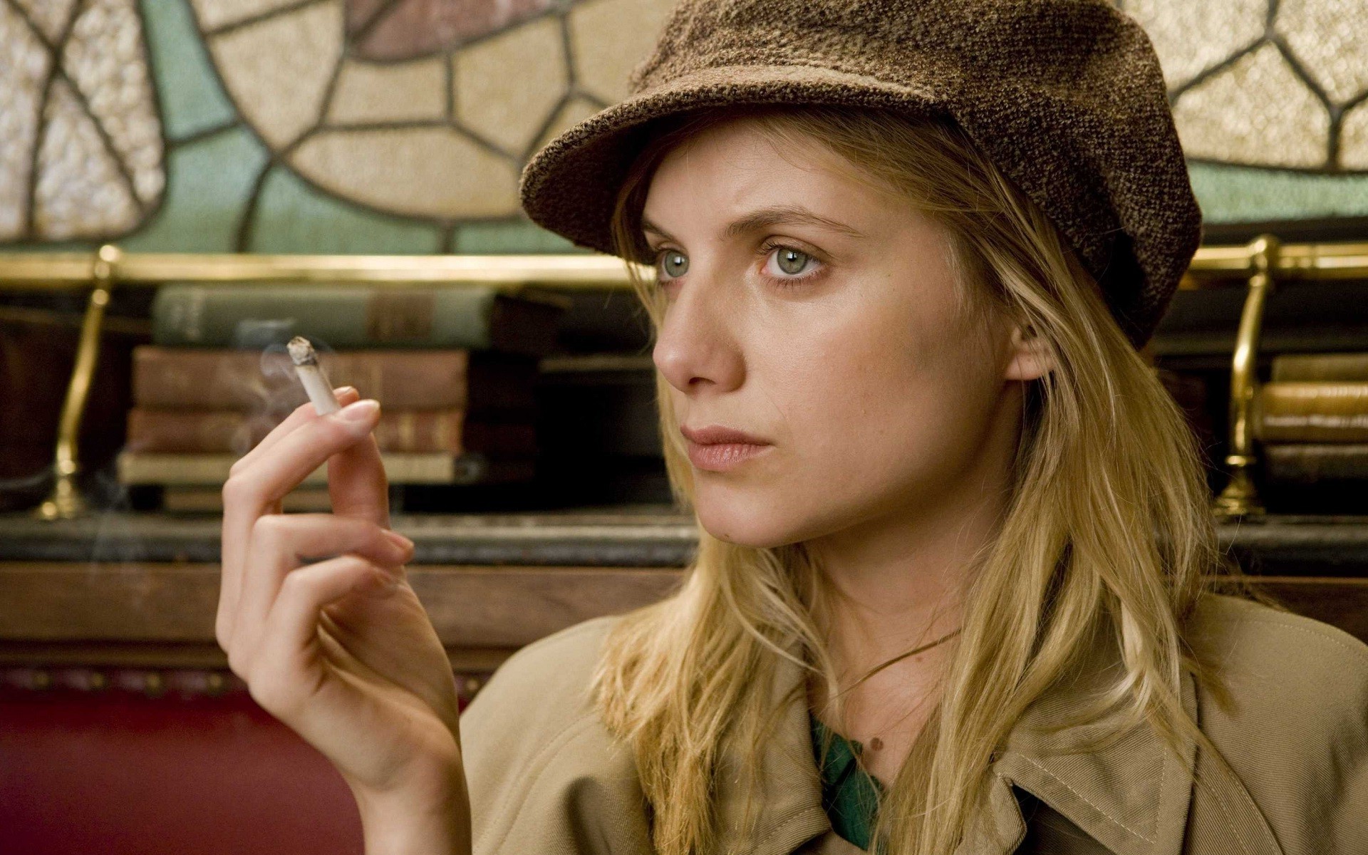 Mélanie Laurent, Inglorious Basterds, Women, Blonde, Actress, Blue Eyes, Face, Cigarettes, Smoking, Movies, Hat, French Wallpaper
