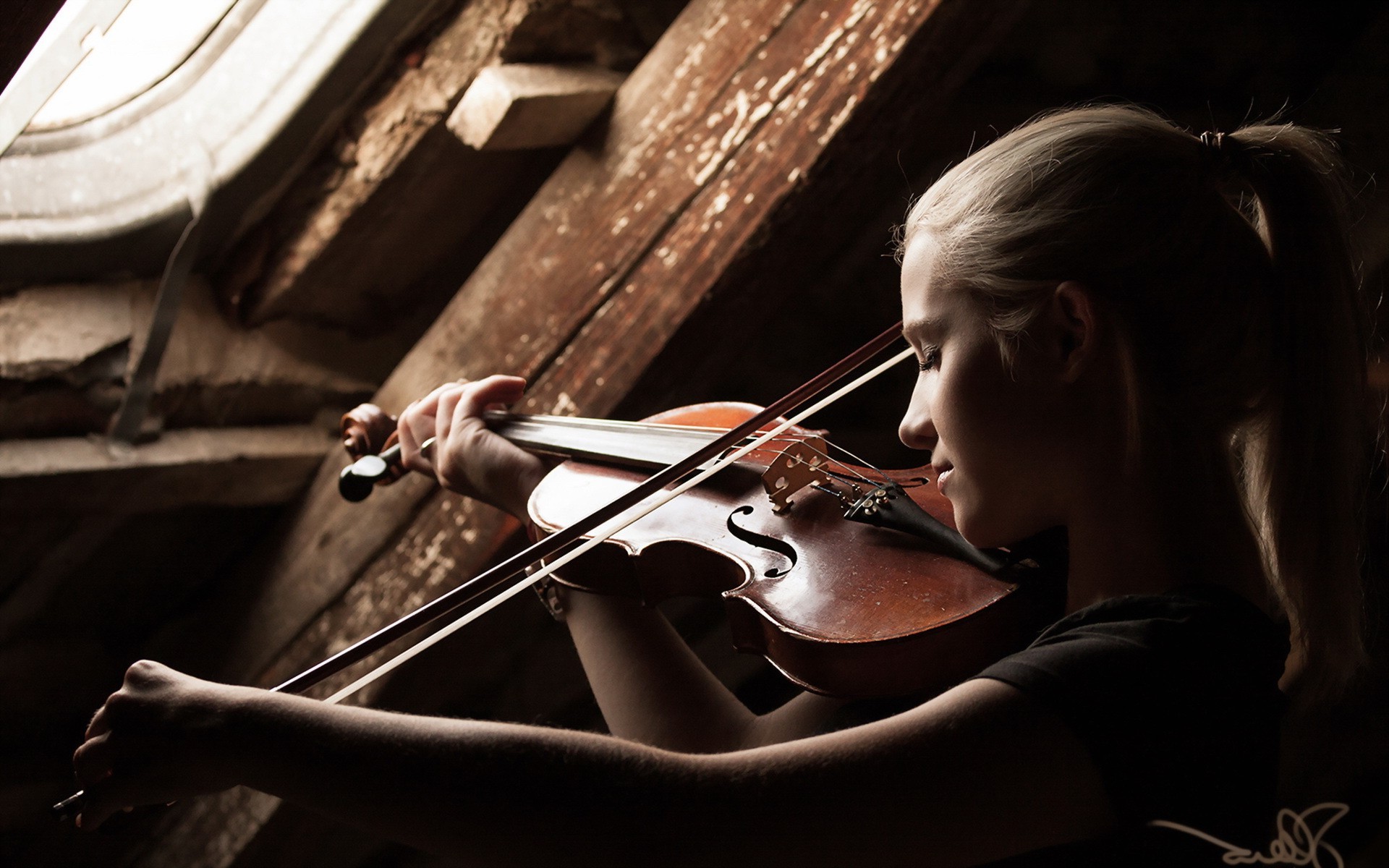 window, Violin, Music, Women Wallpaper