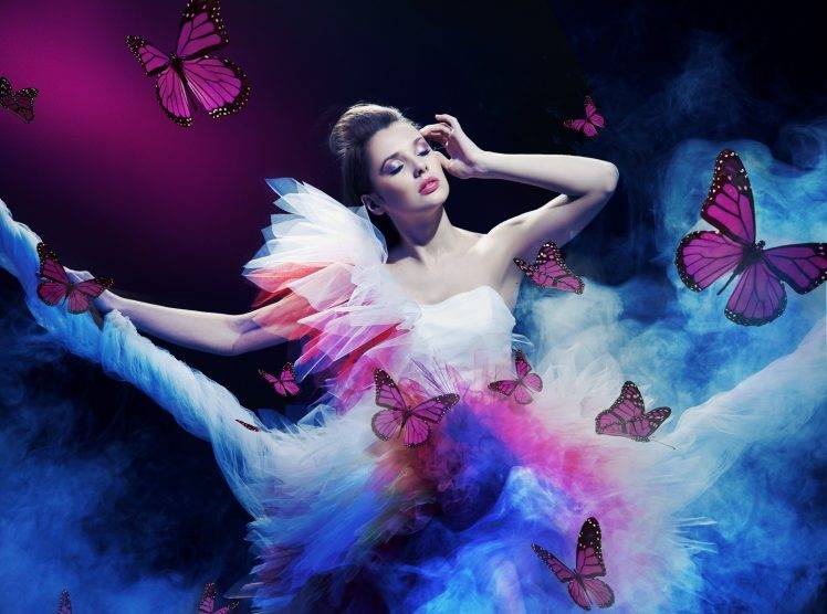 butterfly, Women, Model HD Wallpaper Desktop Background