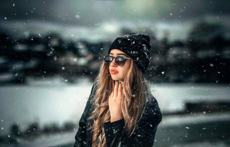 women, Model, Women With Glasses, Snow HD Wallpaper Desktop Background