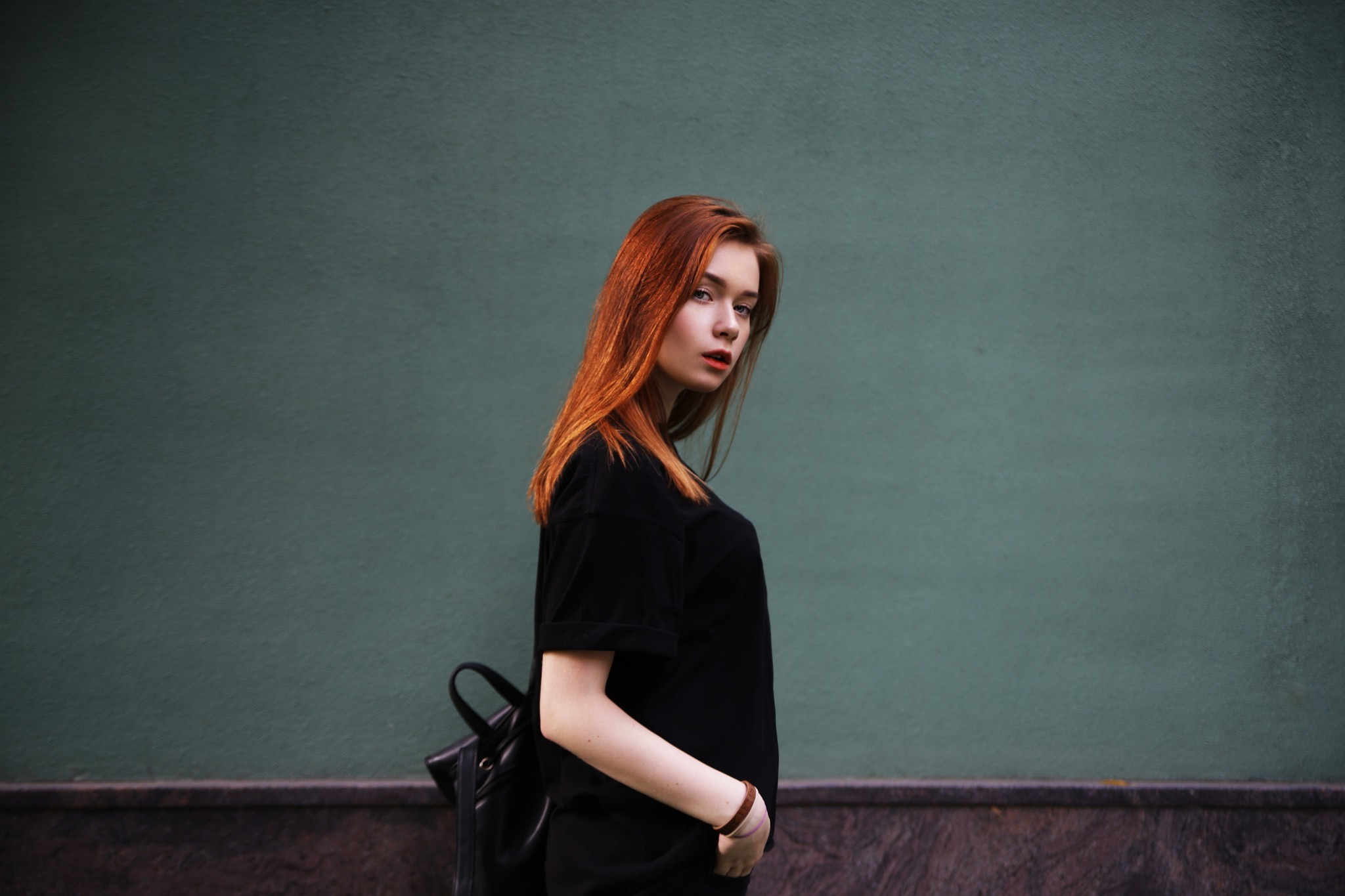 women, Portrait, Redhead, Walls, Anya Altotskaya Wallpaper