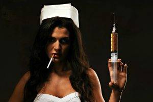 nurses, Cigarettes, Women, Model, Needles