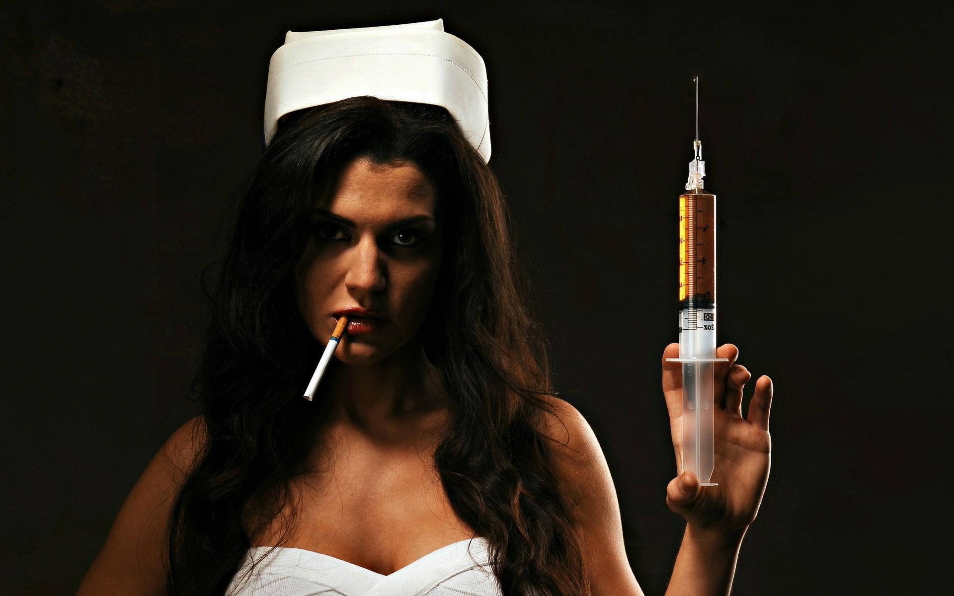 nurses, Cigarettes, Women, Model, Needles Wallpaper