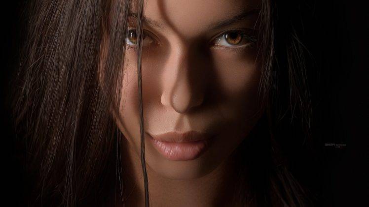 women, Closeup, Face, Brown Eyes HD Wallpaper Desktop Background