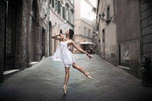 ballerina, Women, Dancers, Street, White Dress