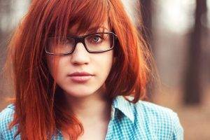 redhead, Glasses, Women, Face
