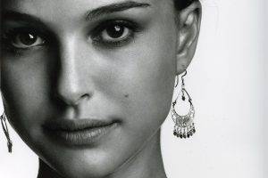 Natalie Portman, Face, Eyes, Celebrity, Monochrome