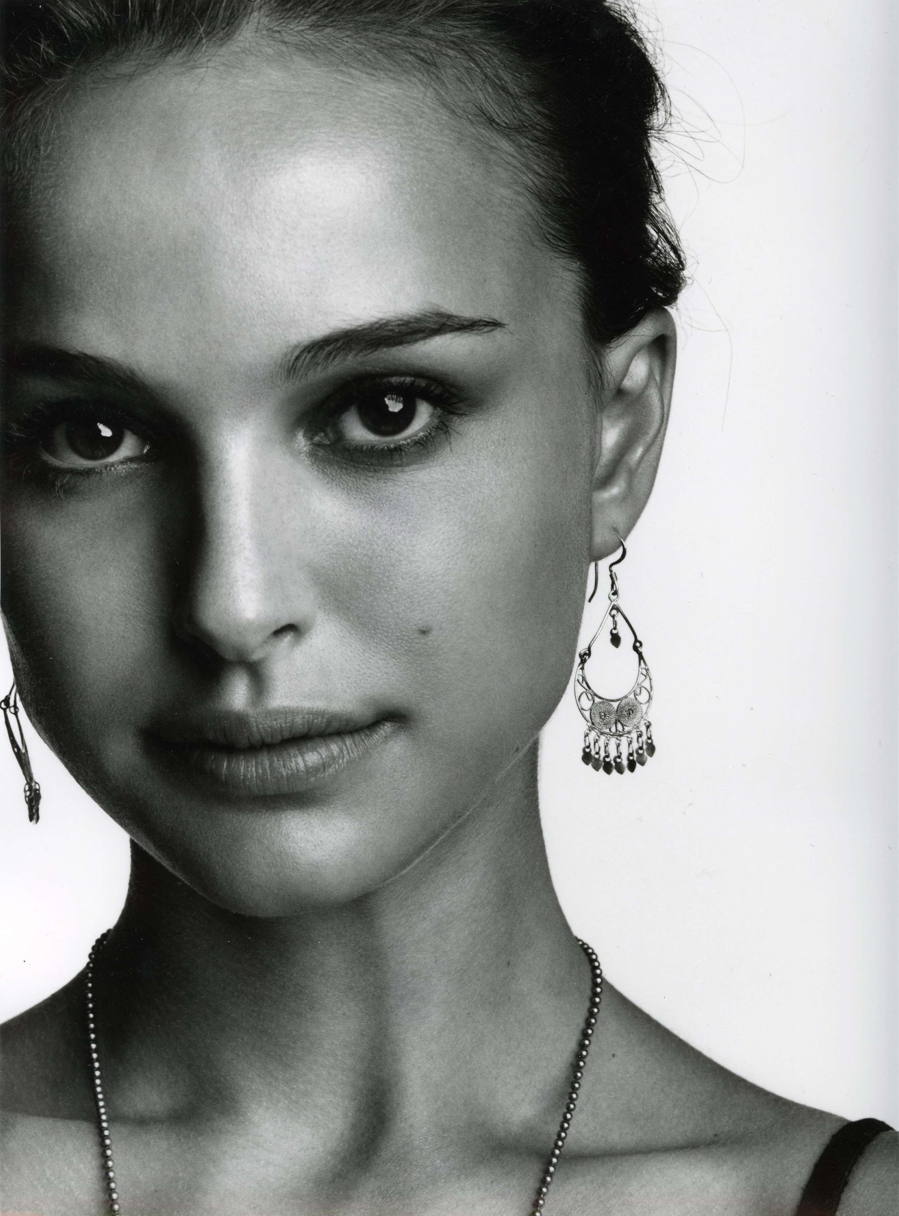 Natalie Portman, Face, Eyes, Celebrity, Monochrome Wallpaper