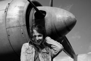 monochrome, Women, Women With Planes