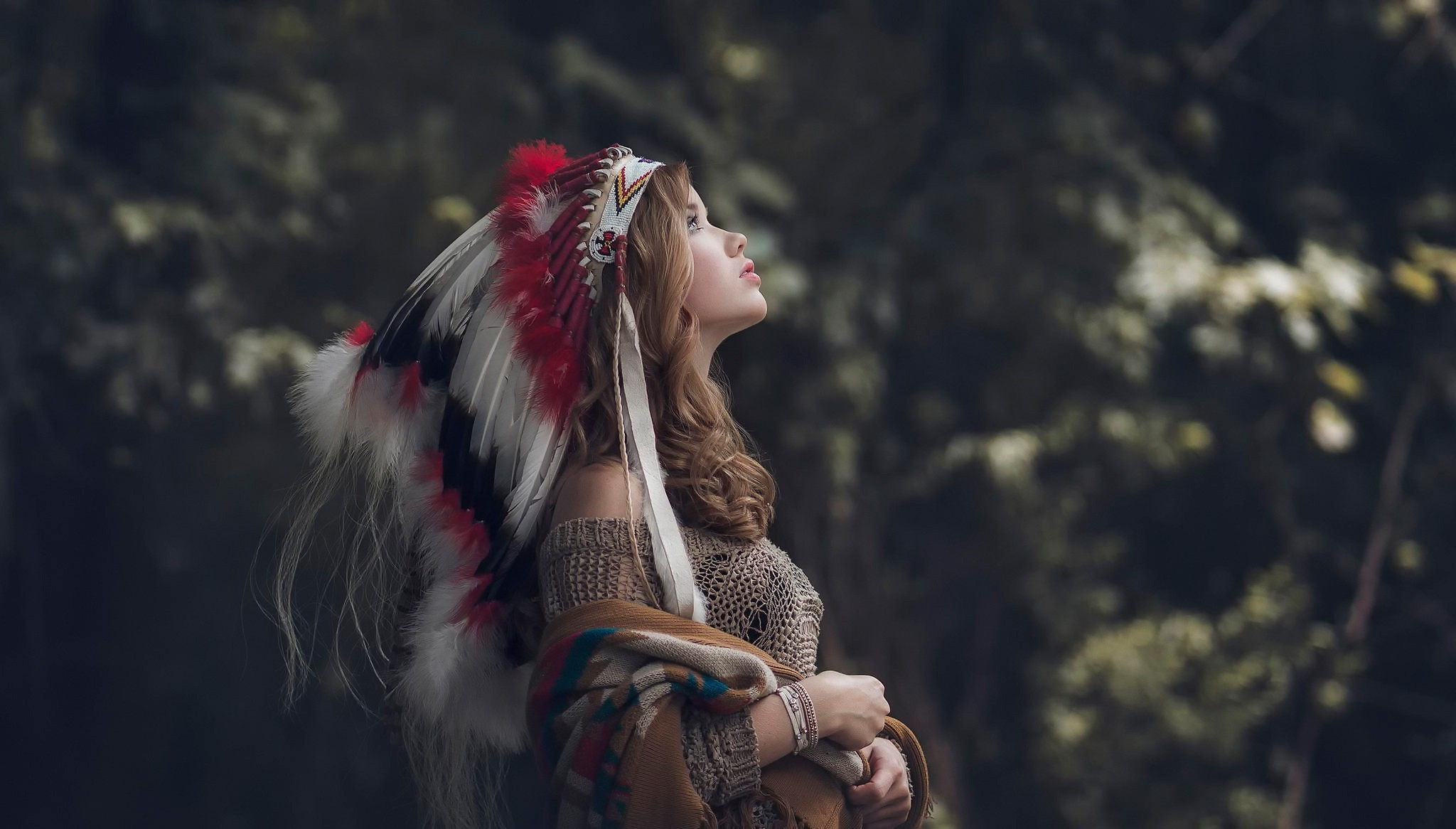women, Native Americans, Native American Clothing, Headdress Wallpaper