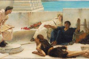 classic Art, Painting, History, Greek Mythology, Http:  comelydellarte.tumblr.com, Laurence Alma Tadema, A Reading From Homer, Artwork