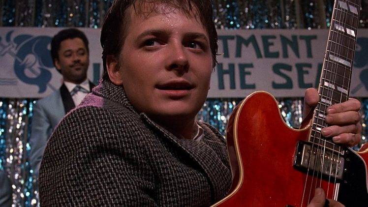 men, Actor, Movies, Film Stills, Suits, Back To The Future, Michael J. Fox, Guitar, Music, Playing, Stages, Black People, Marty McFly, Sweat, Musicians, Electric Guitar HD Wallpaper Desktop Background