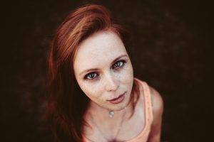 women, Model, Freckles, Redhead, Face, Portrait