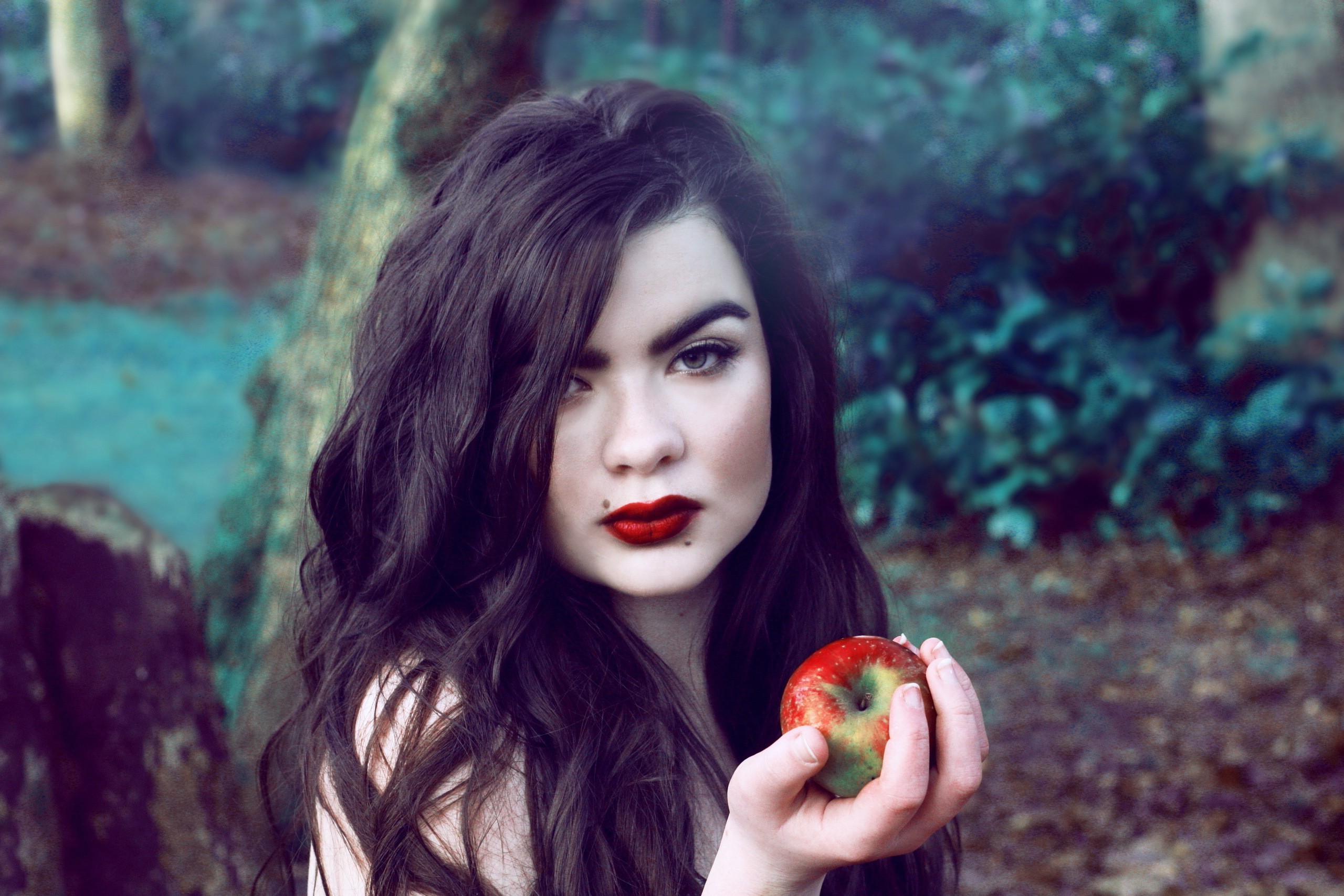 women, Apples, Model Wallpaper