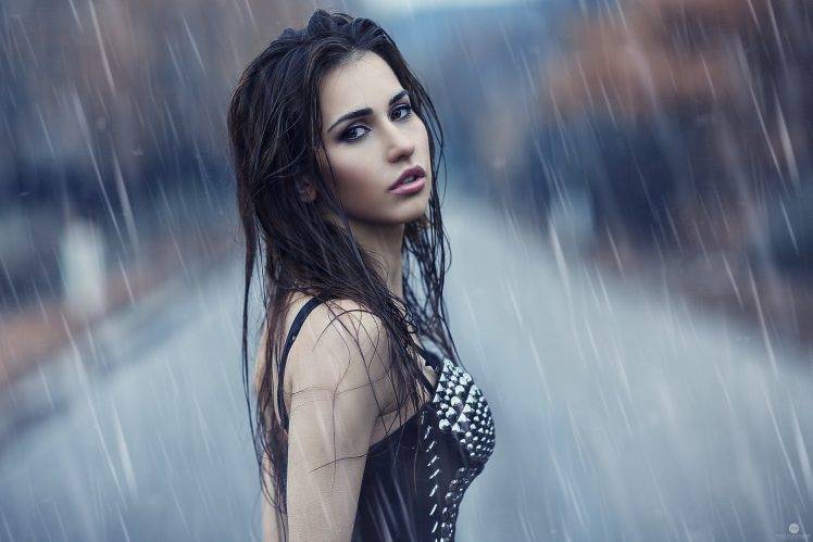 women, Model, Portrait, Looking At Viewer, Rain, Alessandro Di Cicco HD Wallpaper Desktop Background