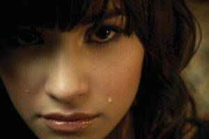 face, Tears, Women, Brunette, Demi Lovato