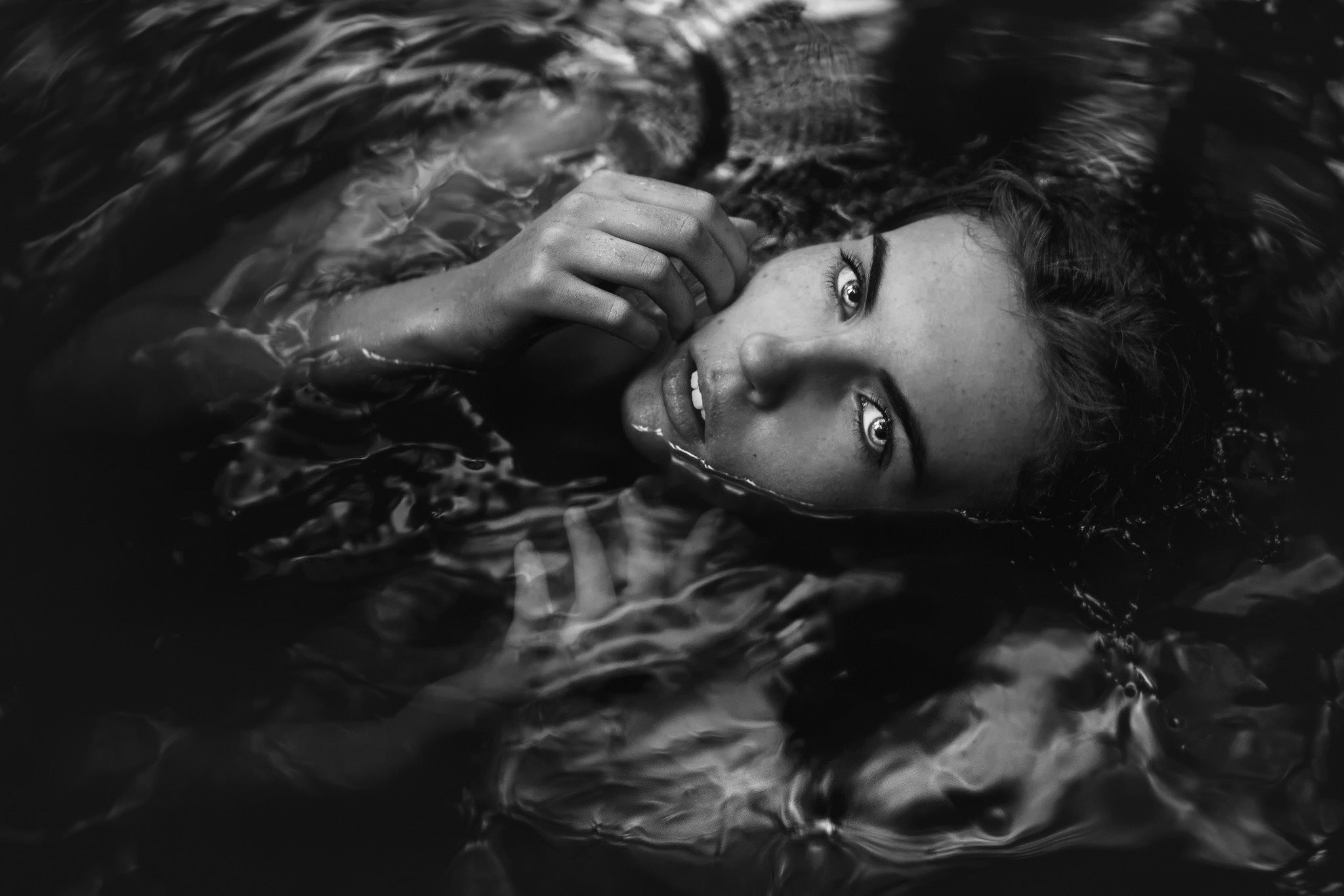 water, Wet, Face, Model, Women, Monochrome Wallpaper