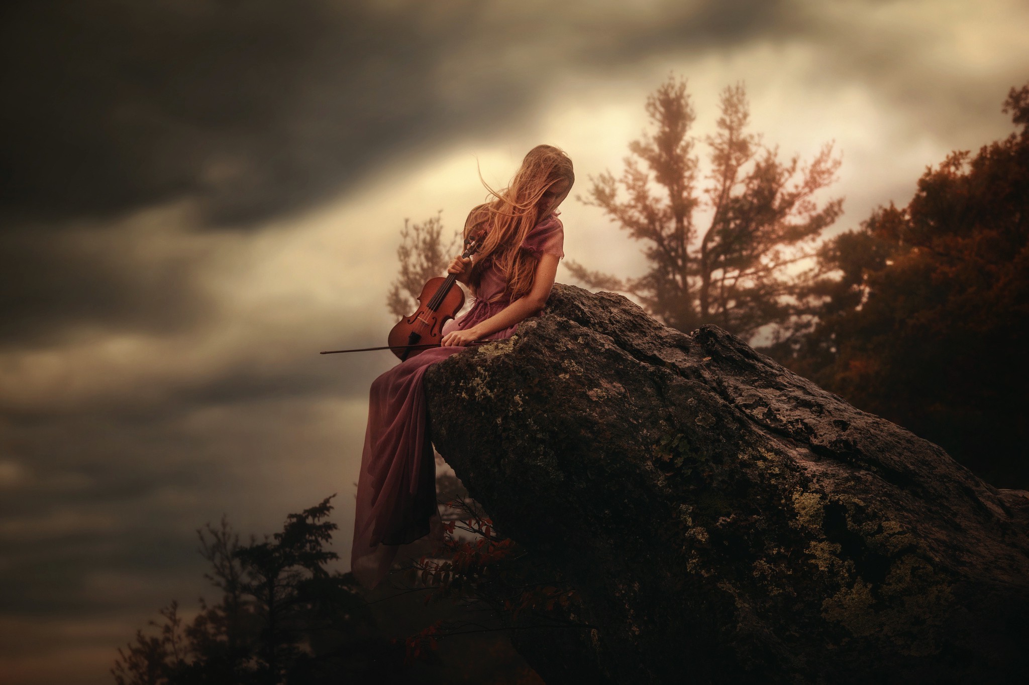 violin, Women, Women Outdoors Wallpaper
