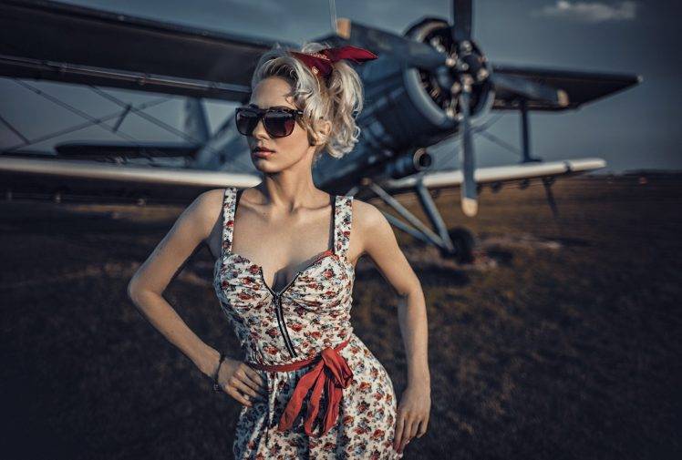 women With Glasses, Model, Blonde, Aircraft, Antonov An 2 HD Wallpaper Desktop Background