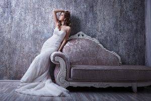 couch, Dress, Women, Arms Up, Model, Bride Dress
