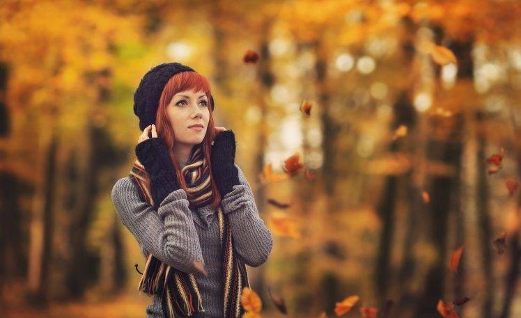 women Outdoors, Model, Leaves, Women HD Wallpaper Desktop Background