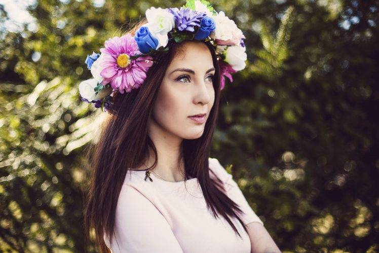 flowers, Women, Model HD Wallpaper Desktop Background