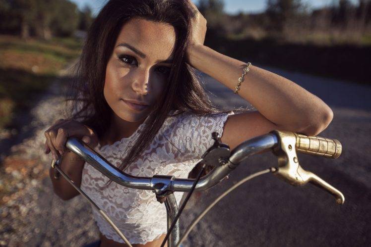 Claudia Pereira Women Face Portrait Women With Bikes