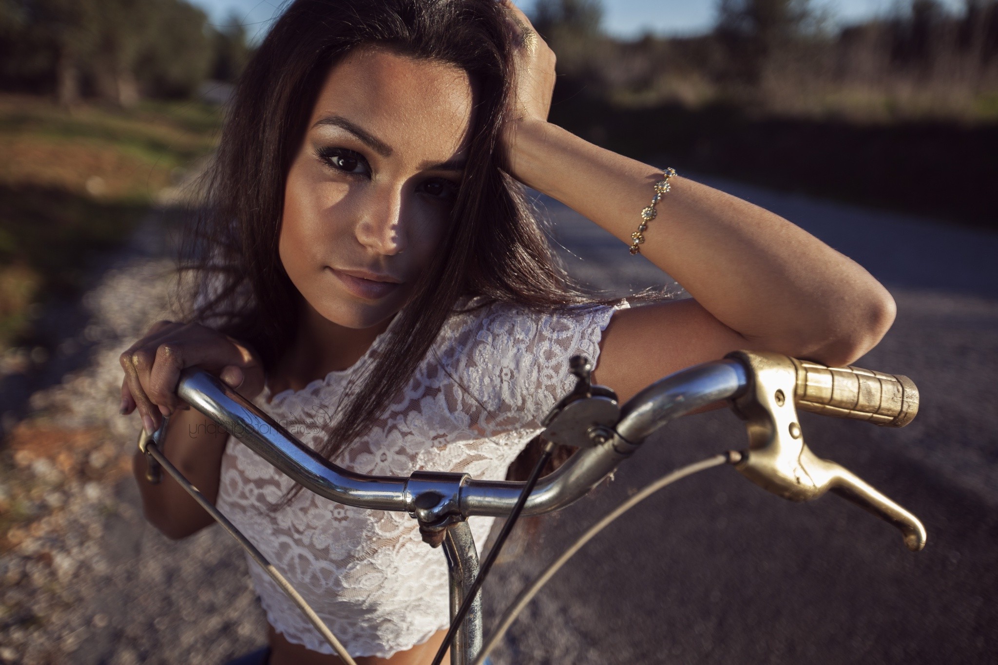Cláudia Pereira, Women, Face, Portrait, Women With Bikes, Hands On Head, Bicycle Wallpaper