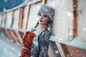 hat, Women, Model, Snow