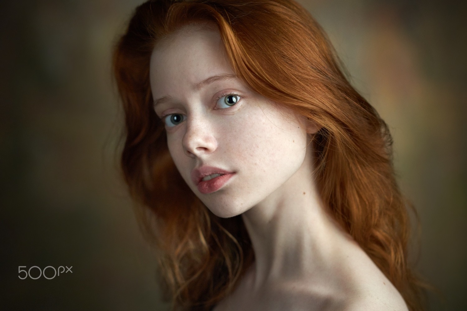 women, Redhead, Face, Portrait, Simple Background Wallpaper
