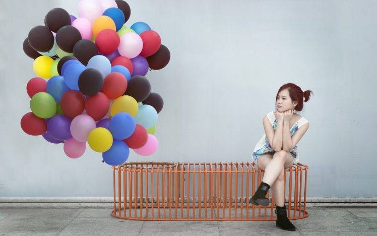 balloons, Asian, Women, Model HD Wallpaper Desktop Background