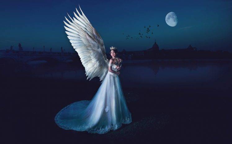 fantasy Art, Night, Angel, Women HD Wallpaper Desktop Background