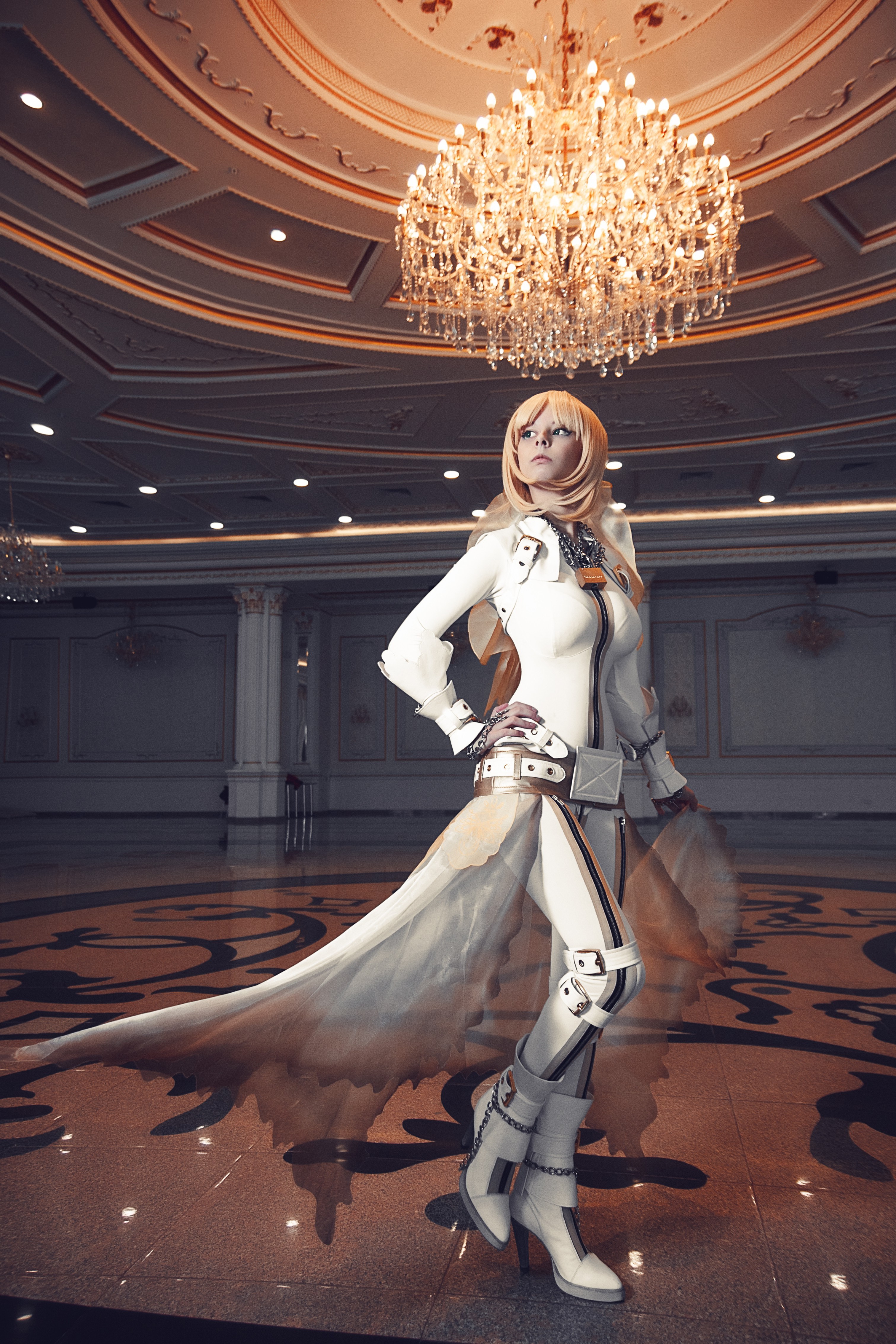 suits, Boots, Cosplay,  Saber Bride, Long Hair, Blonde, Blue Eyes, Leather Boots, Leather Clothing, Ballroom Wallpaper