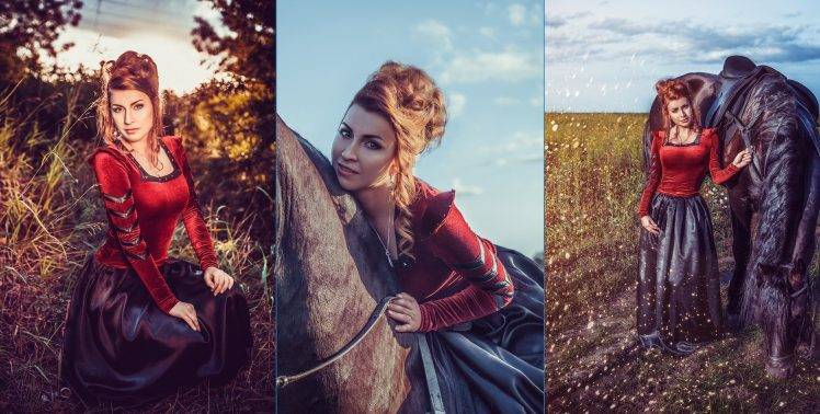 fantasy Art, Women, Collage, Horse, Women Outdoors HD Wallpaper Desktop Background