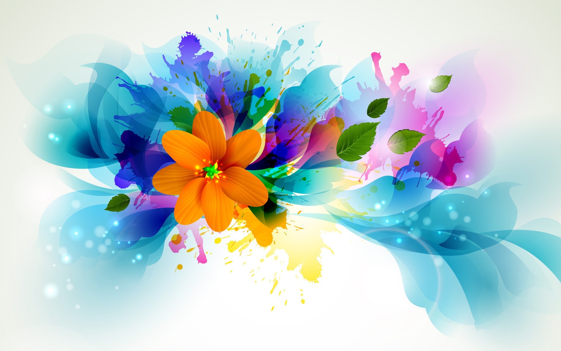 flowers, Artwork, Leaves, Paint Splatter Wallpapers HD / Desktop and