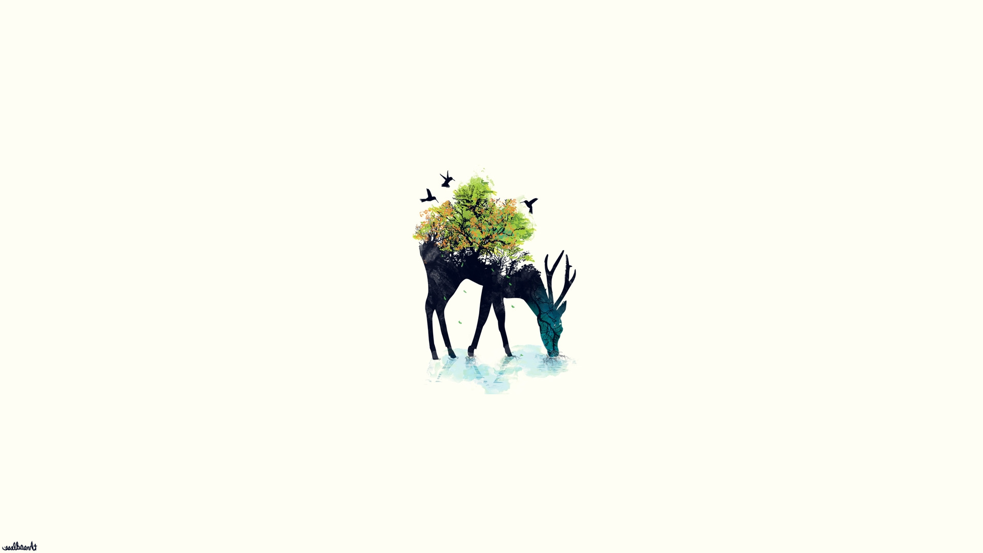 deer, Minimalism, Nature Wallpaper