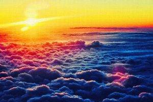 photo Manipulation, Clouds, Nature, Sky, Sun, Orange, Blue, Artwork