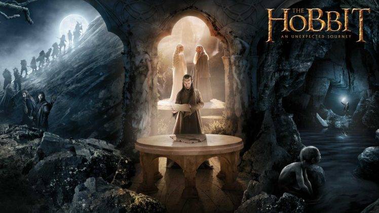 The Hobbit: An Unexpected Journey, Movies, Gandalf, Galadriel, Gollum, Dwarfs, Elrond HD Wallpaper Desktop Background