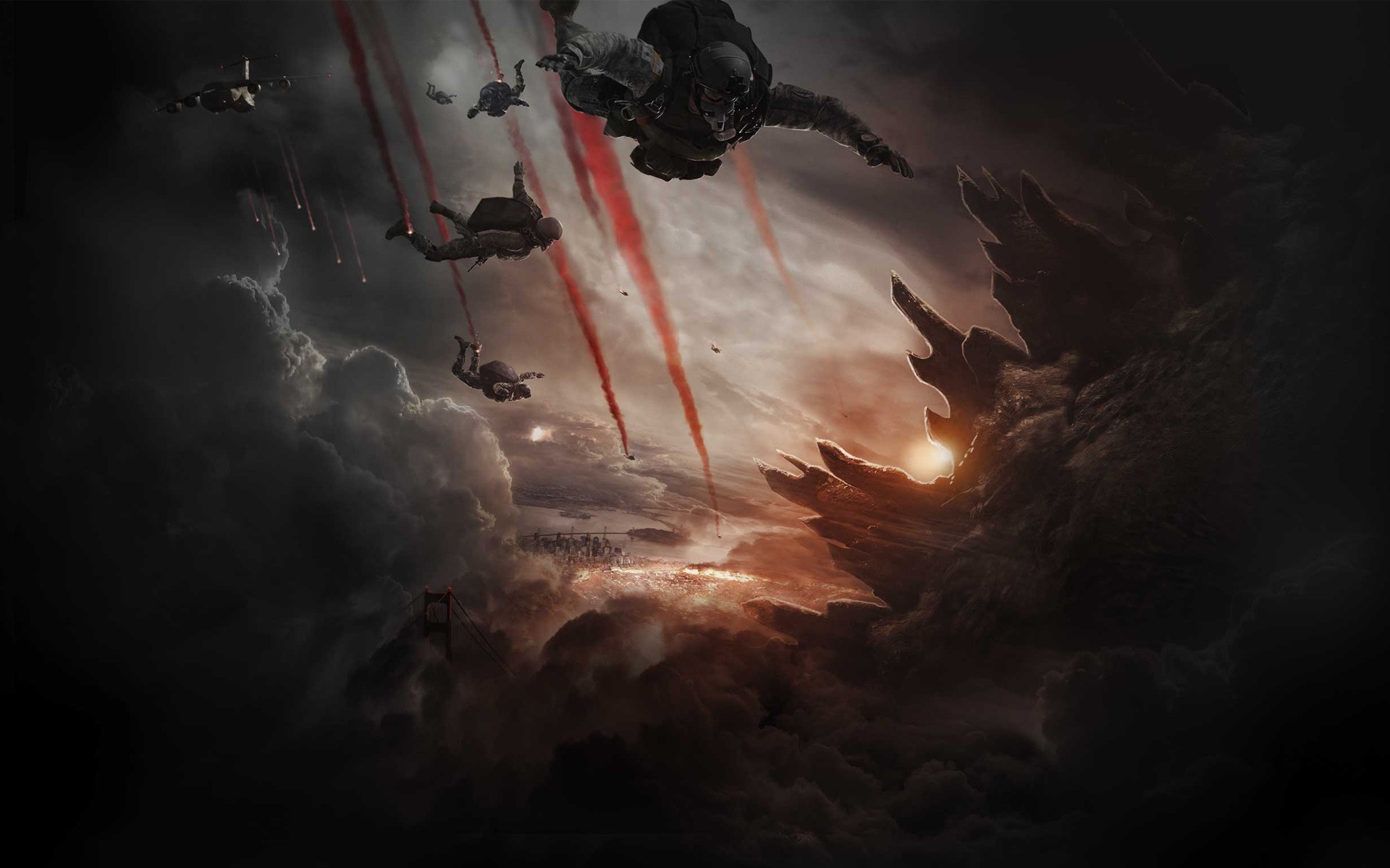 Godzilla, Movies, Skydiving Wallpaper