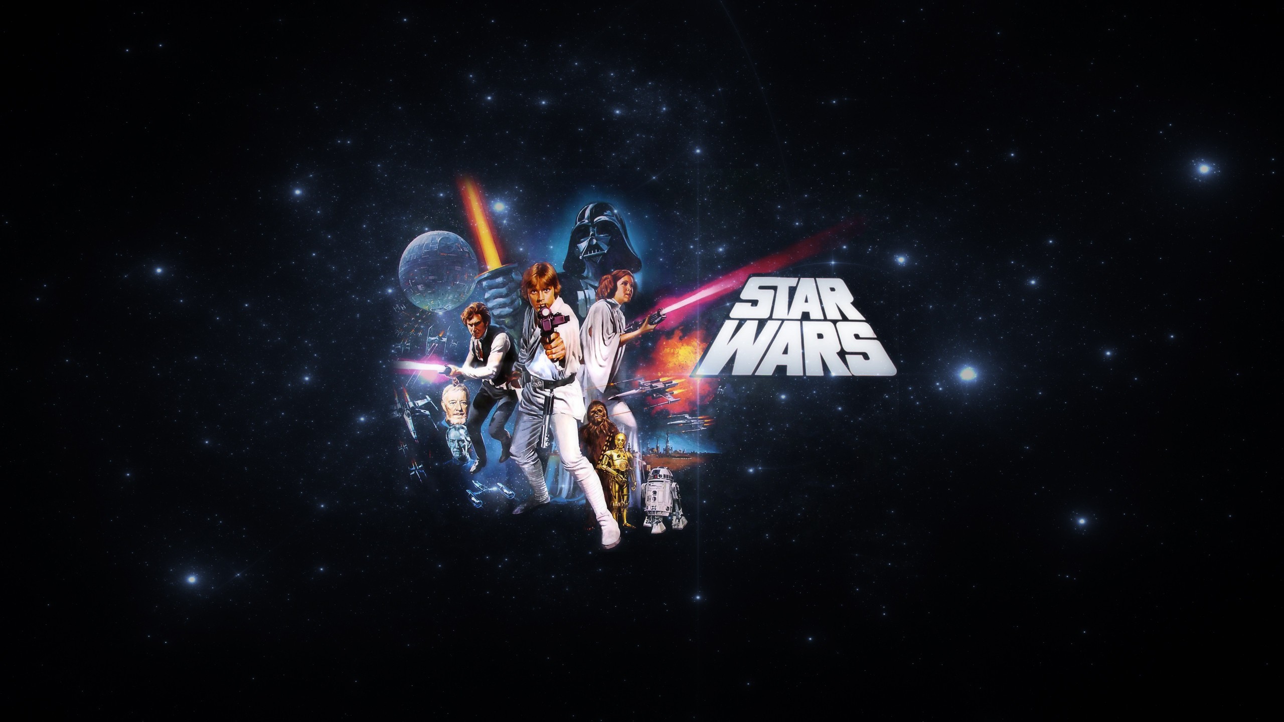 Star Wars, Luke Skywalker, Han Solo, Princess Leia, Darth Vader, Obi Wan Kenobi, R2 D2, Chewbacca, Artwork, Movies Wallpaper